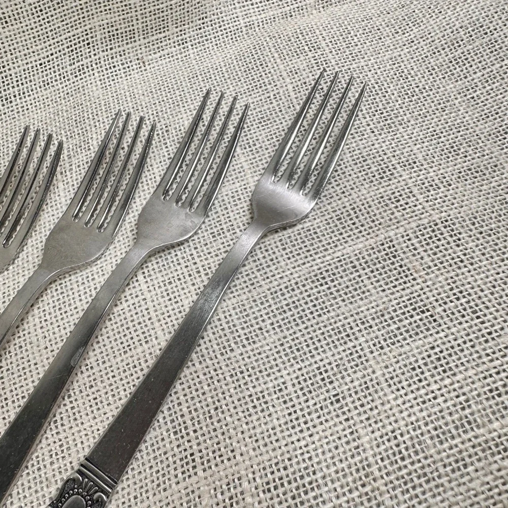 Vintage Hanford Forge Mystique Stainless Steel 4 Dinner Forks Japan H.F.
